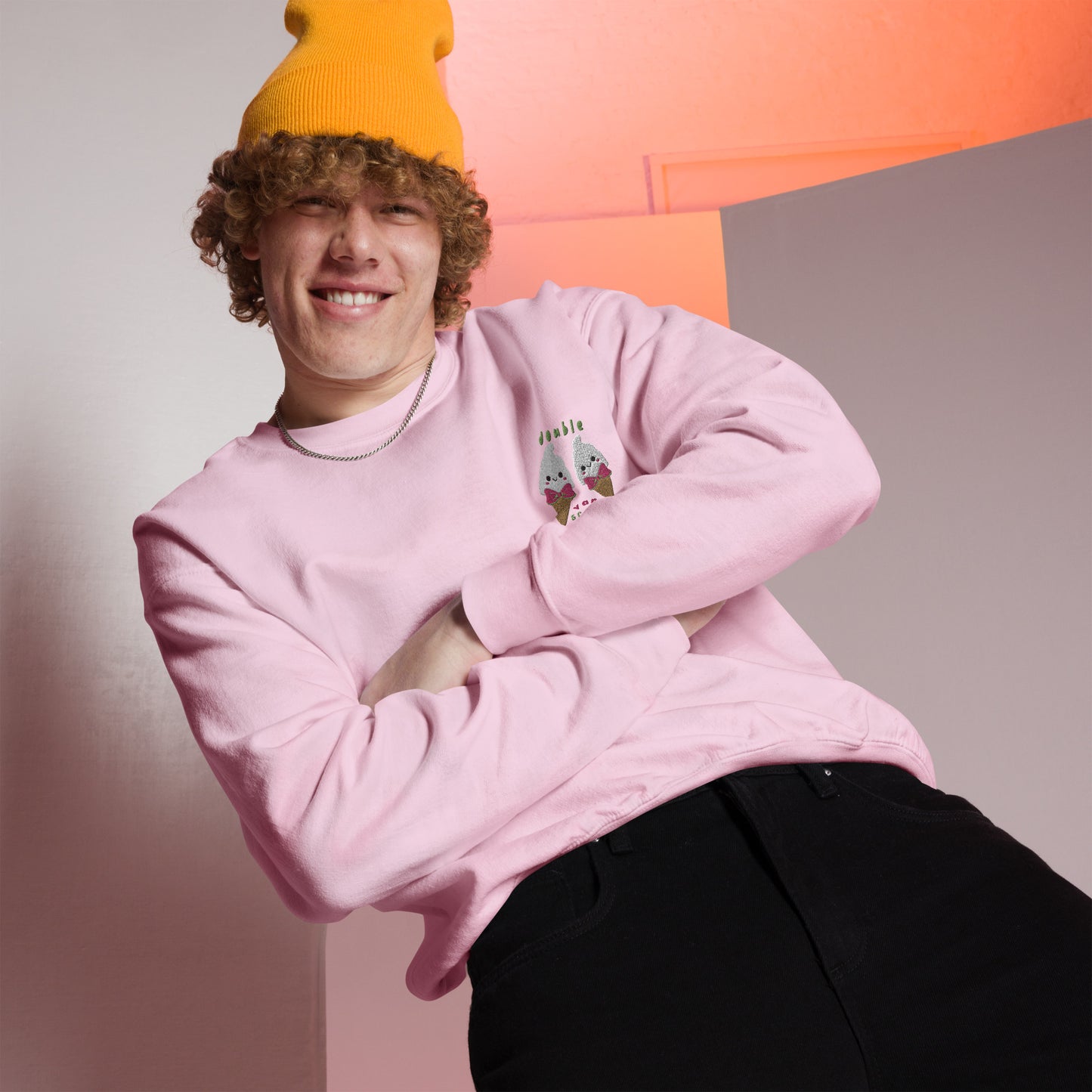 "Double van Scoops" Light Pink Embroidered Sweatshirt (S-3XL)