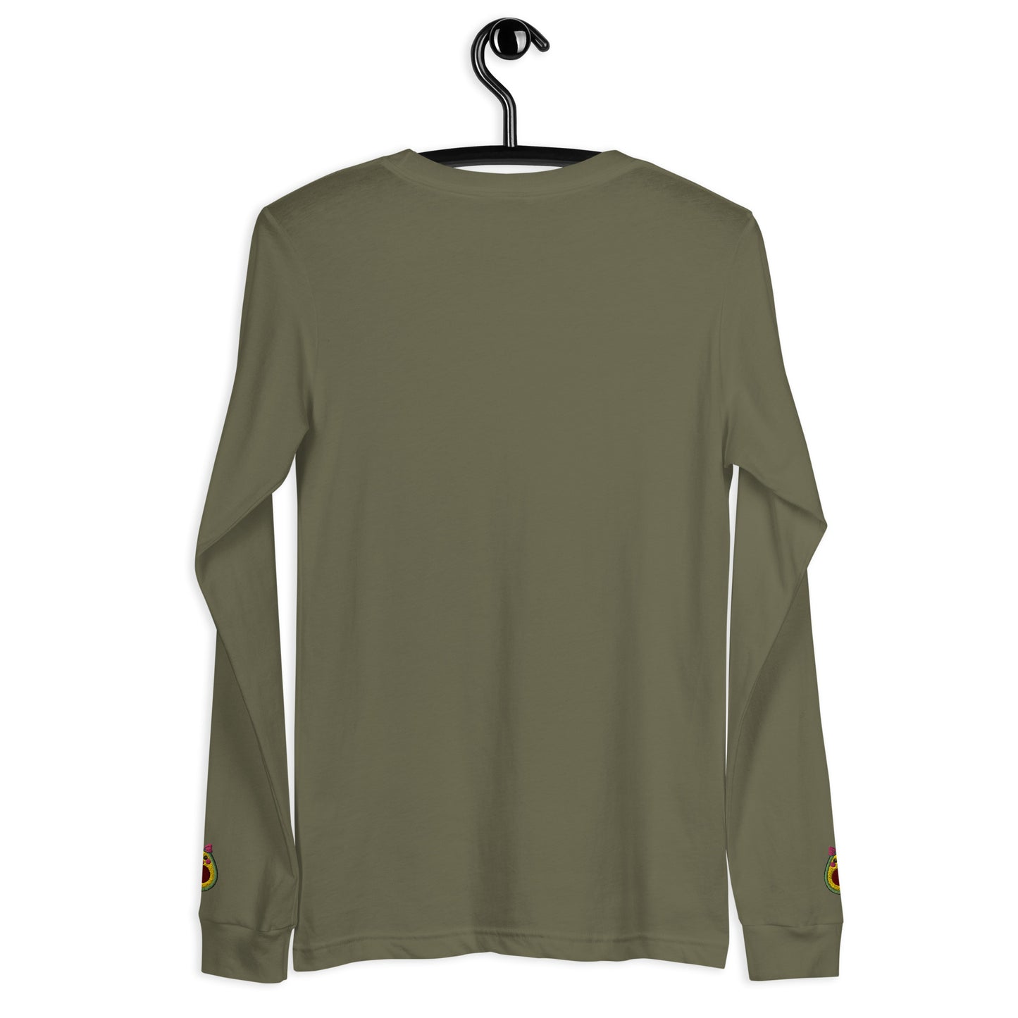"Avocado Toast" Military Green Long Sleeve Tee with Cuff Embroidery (XS-2XL)