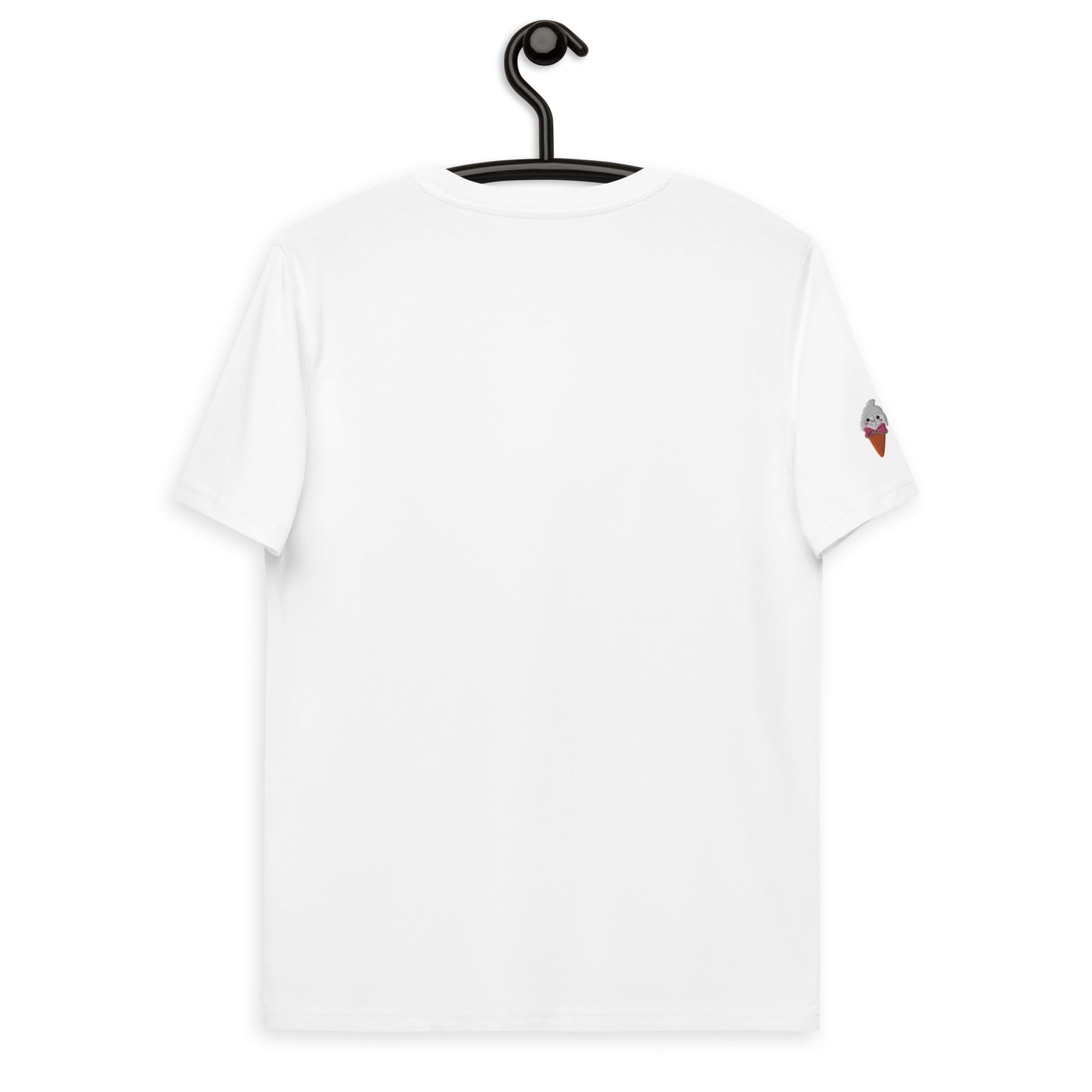 "Ice Cream Sundae" White Embroidered Unisex Organic Cotton T-shirt (S-5XL)