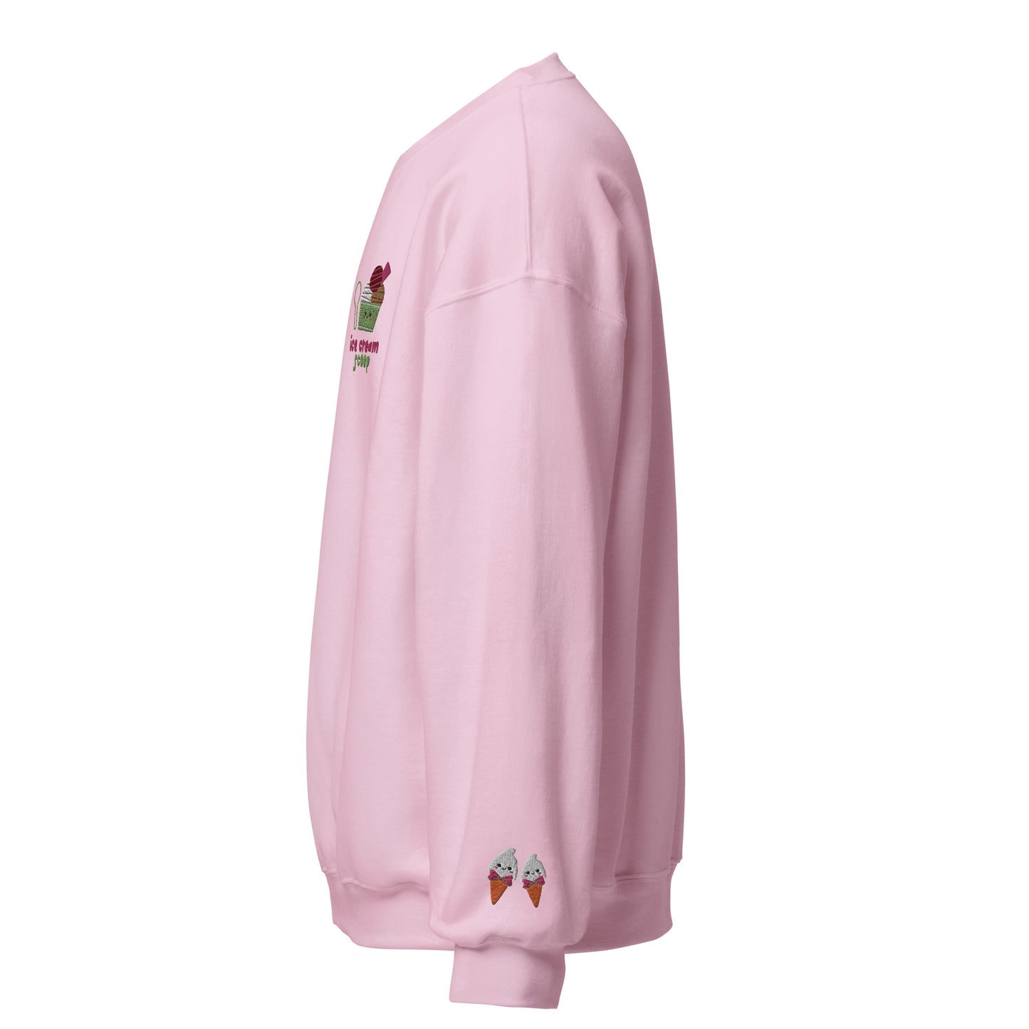 "Ice Cream Sundae" Light Pink Sweatshirt with Wrist Embroidery (S-3XL)