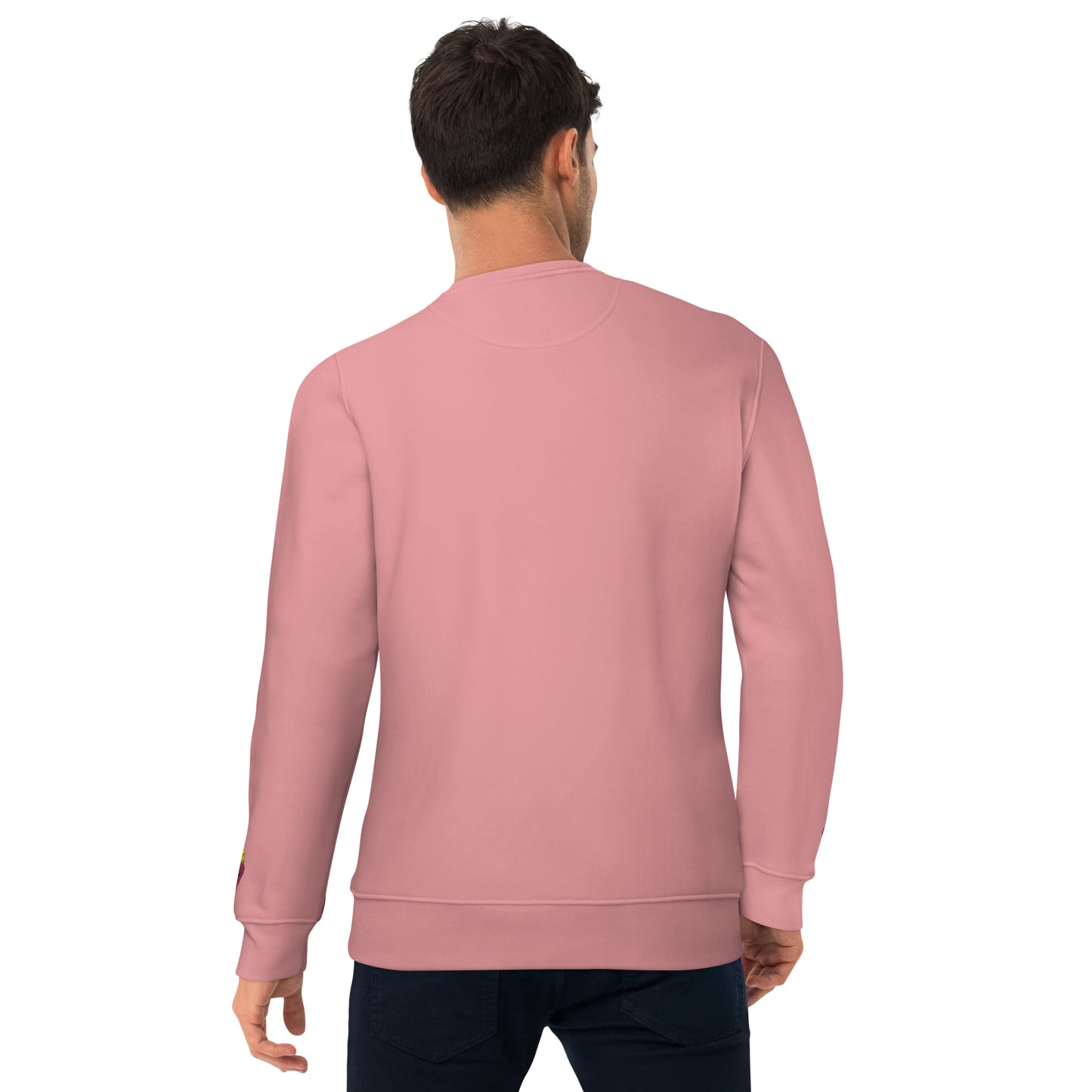 "Strawberry Parfait" Coral Pink Organic Sweatshirt with Cuff Embroidery (EU sizing S-2XL)
