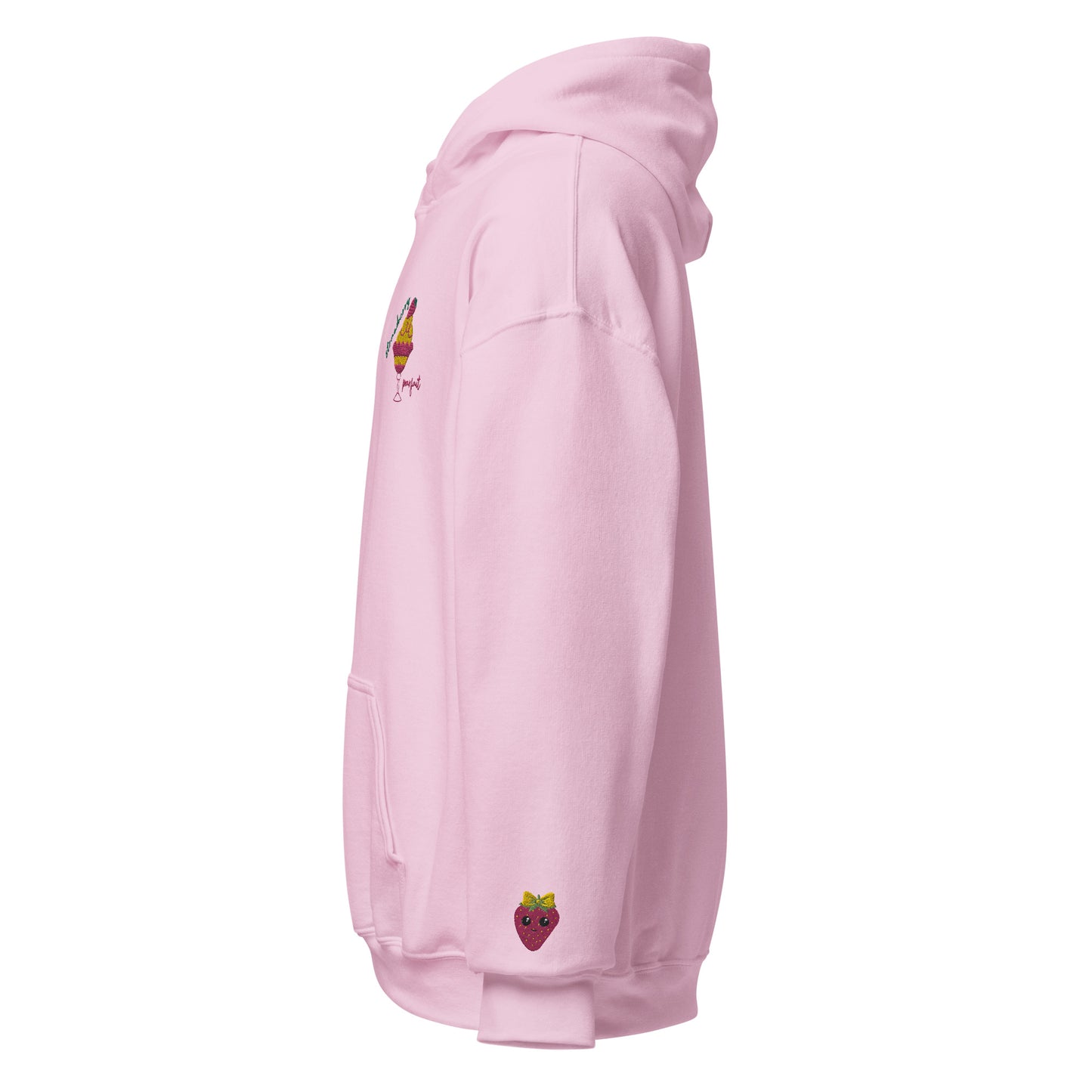 "Strawberry Parfait" Light Pink Hoodie with Cuff Embroidery (S-5XL)