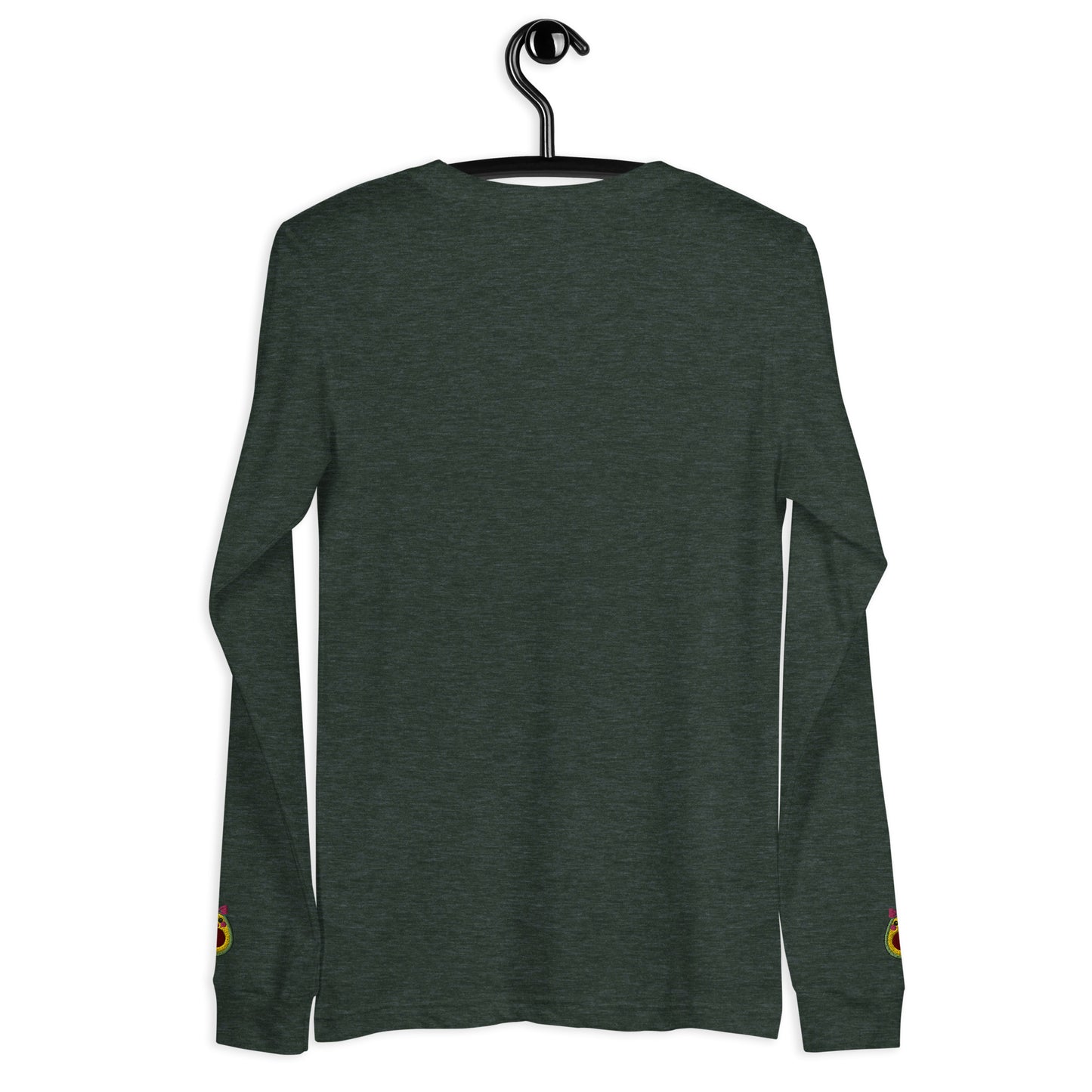 "Avocado Toast" Heather Forest Green Long Sleeve Tee with Cuff Embroidery (XS-2XL)