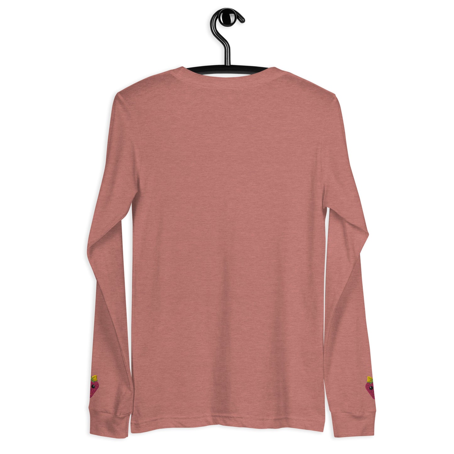 "Strawberry Parfait" Heather Mauve Long Sleeve Tee with Cuff Embroidery (XS-2XL)