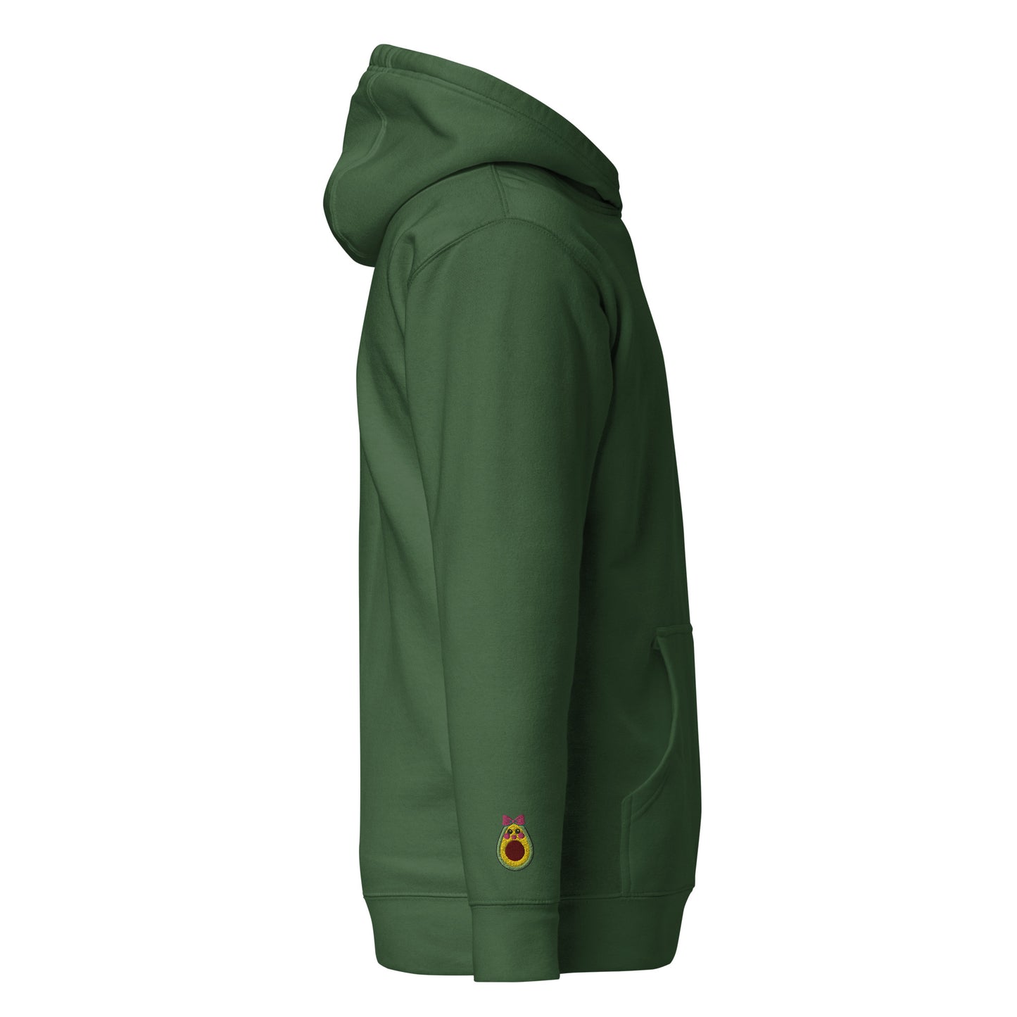 "Avocado Toast" Forest Green Hoodie with Cuff Embroidery (S-3XL)