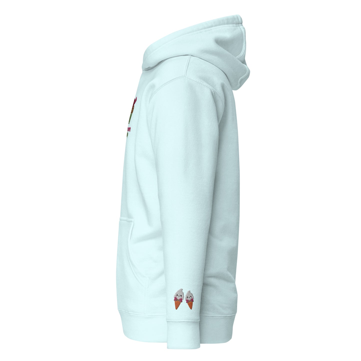 "Ice Cream Sundae" Pastel Blue Hoodie with Wrist Embroidery (S-3XL)