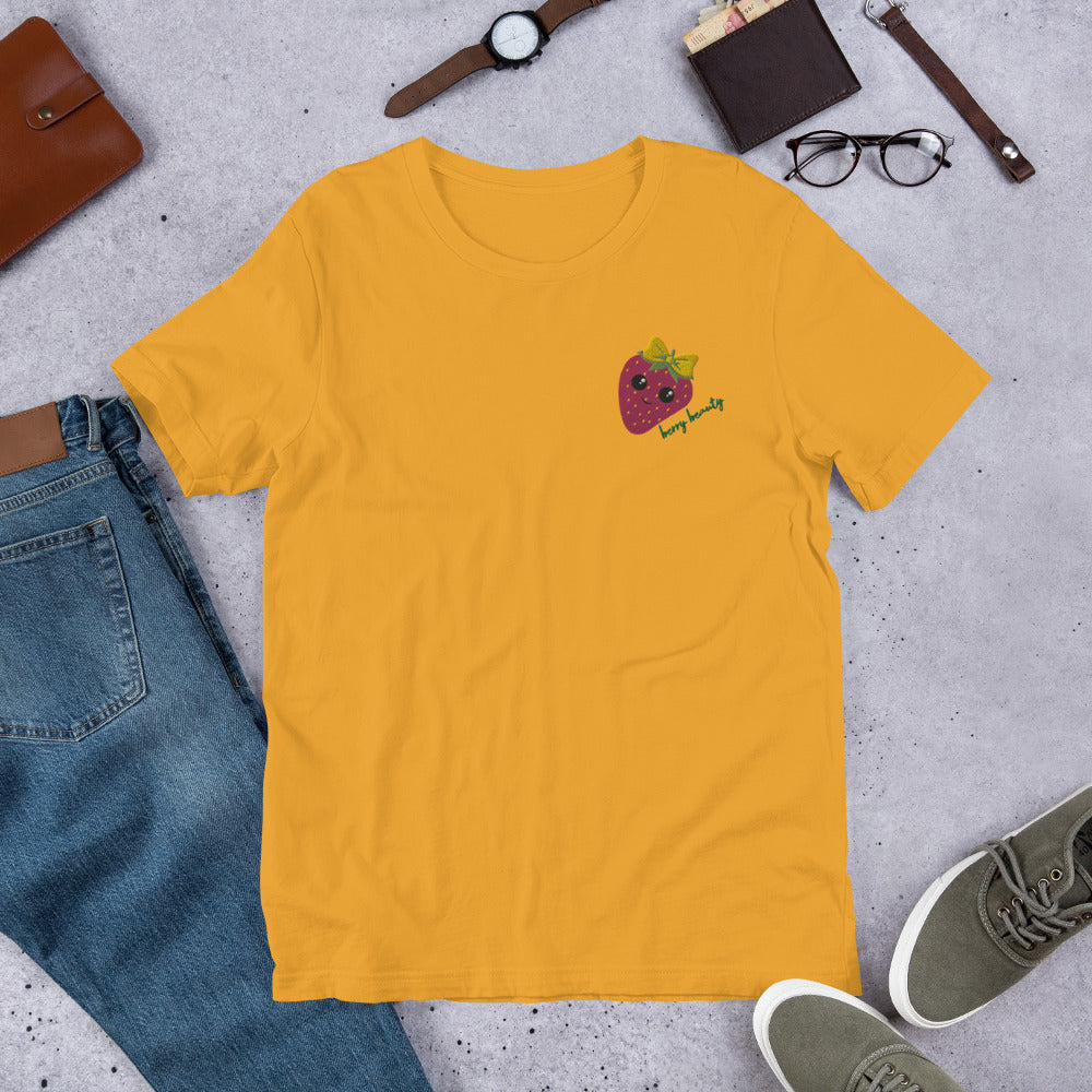 "Berry Beauty" Marigold Embroidered Cotton Unisex T-shirt (XS-4XL)