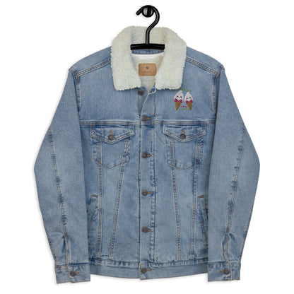 "Double van Scoops" Embroidered Denim Organic Sherpa Jacket