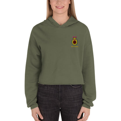 "Avo Cuteo" Olive Green Embroidered Crop Hoodie (S-2XL)