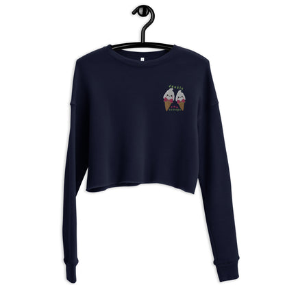 "Double van Scoops" Navy Embroidered Crop Sweatshirt (S-L)