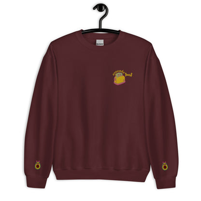 "Avocado Toast" Burgundy Sweatshirt with Cuff Embroidery (S-2XL)