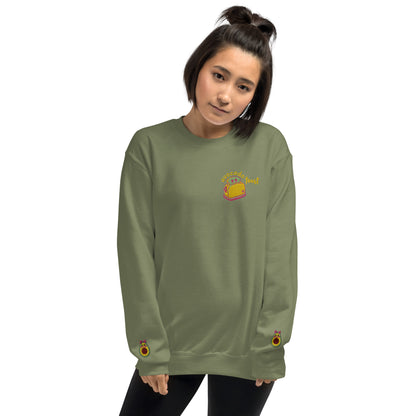 "Avocado Toast" Olive Green Sweatshirt with Cuff Embroidery (S-3XL)