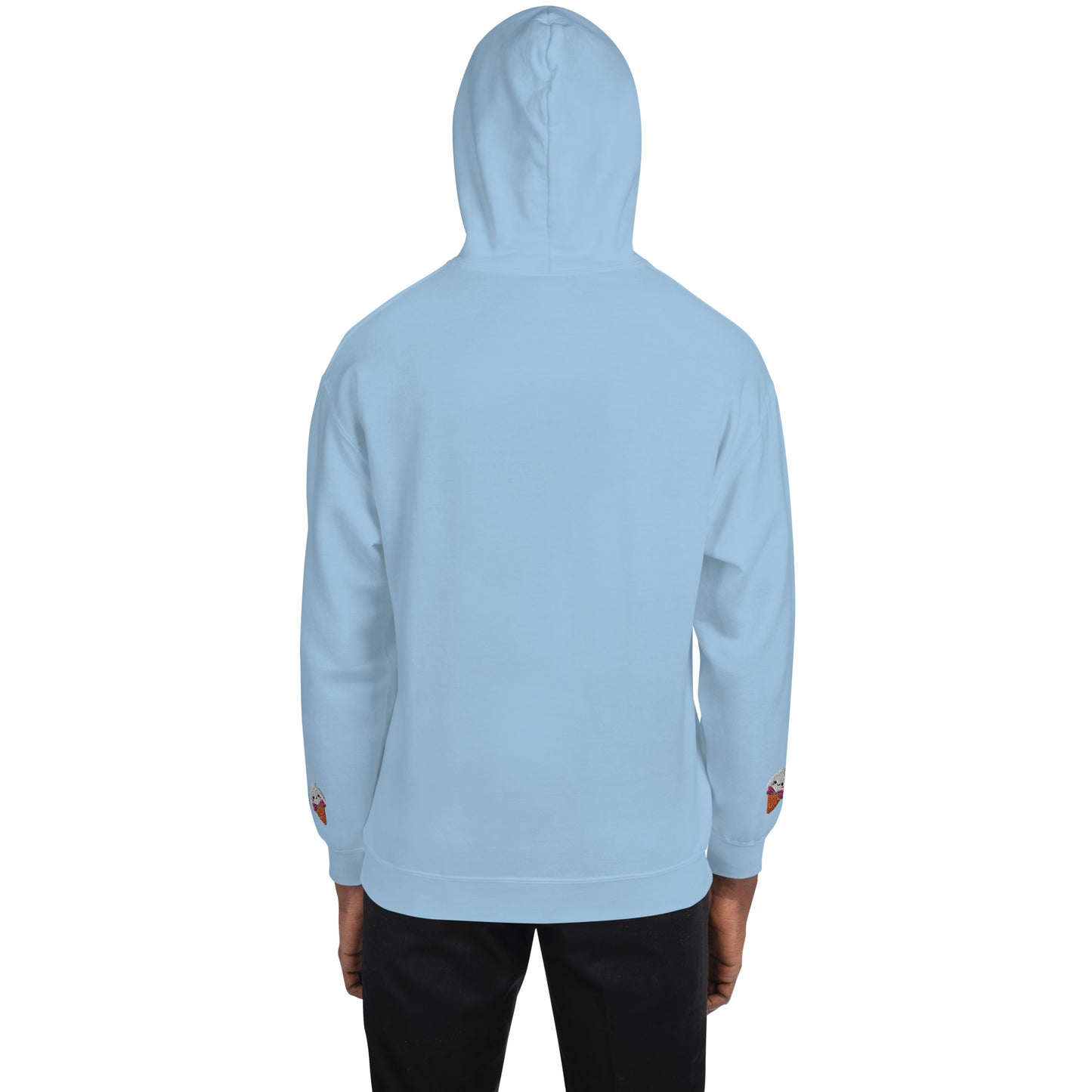 "Ice Cream Sundae" Light Blue Hoodie with Wrist Embroidery (S-5XL)