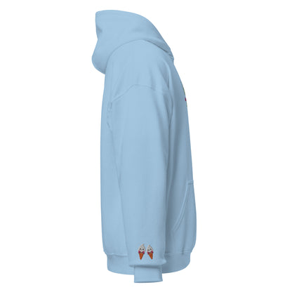 "Ice Cream Sundae" Light Blue Hoodie with Wrist Embroidery (S-5XL)