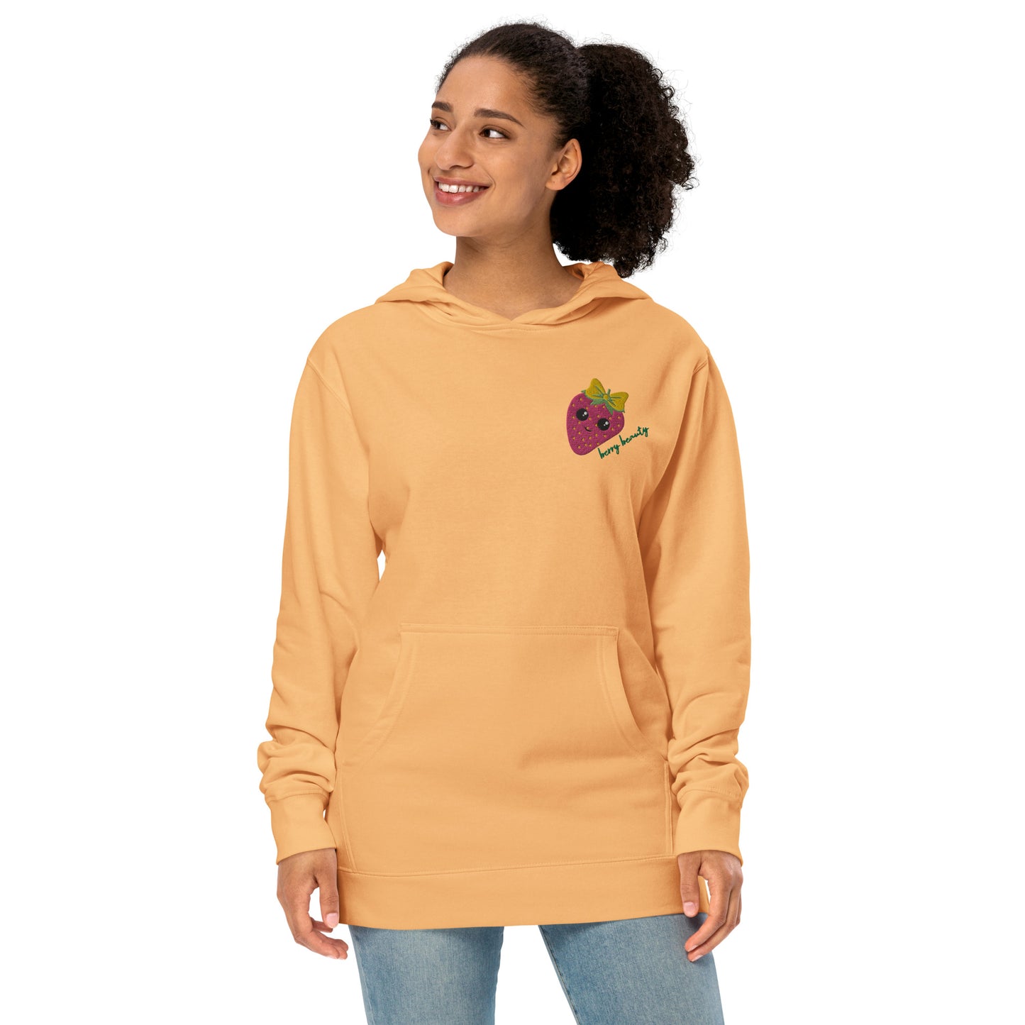 "Berry Beauty" Embroidered Peach Hoodie (S-2XL)