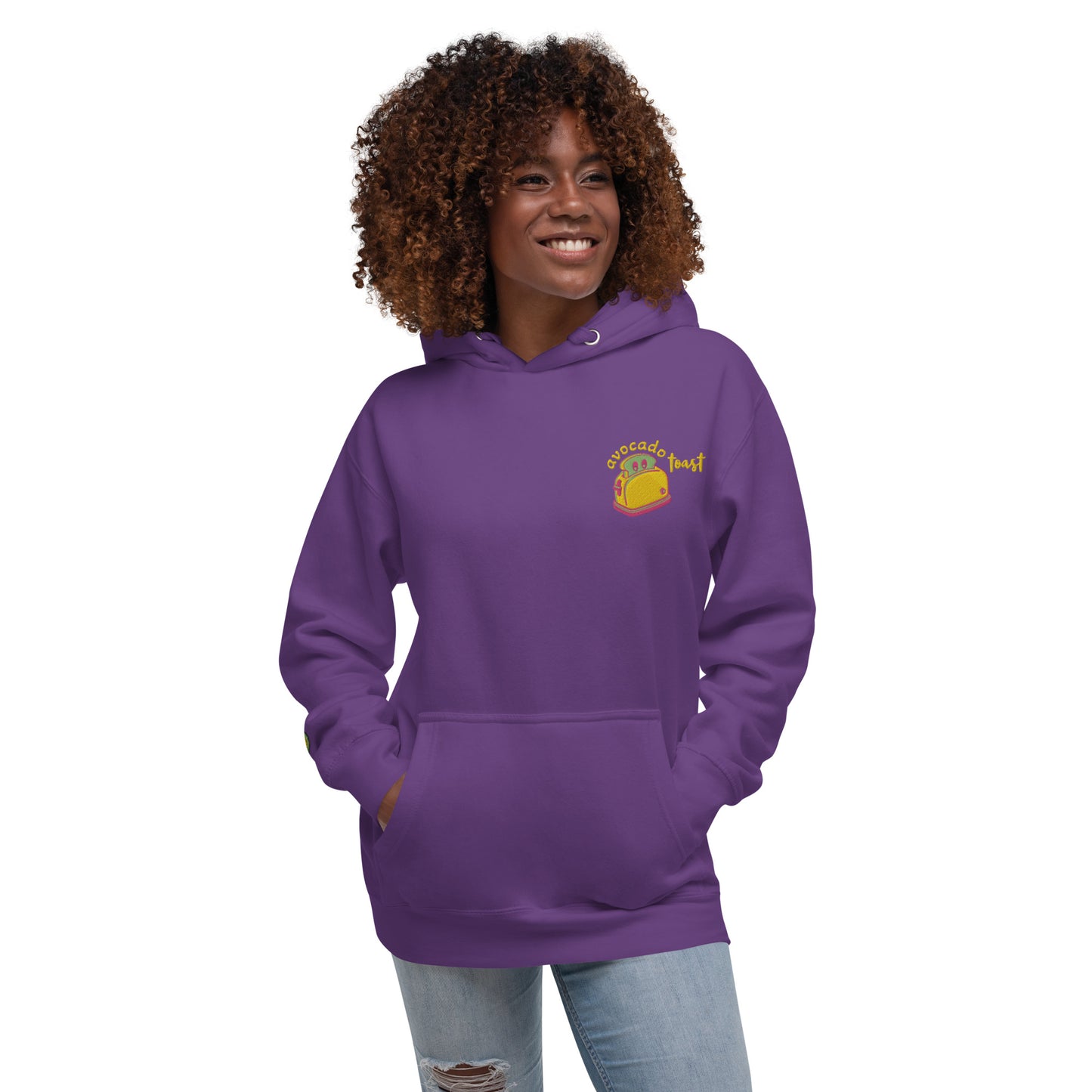 "Avocado Toast" Purple Hoodie with Cuff Embroidery (S-3XL)