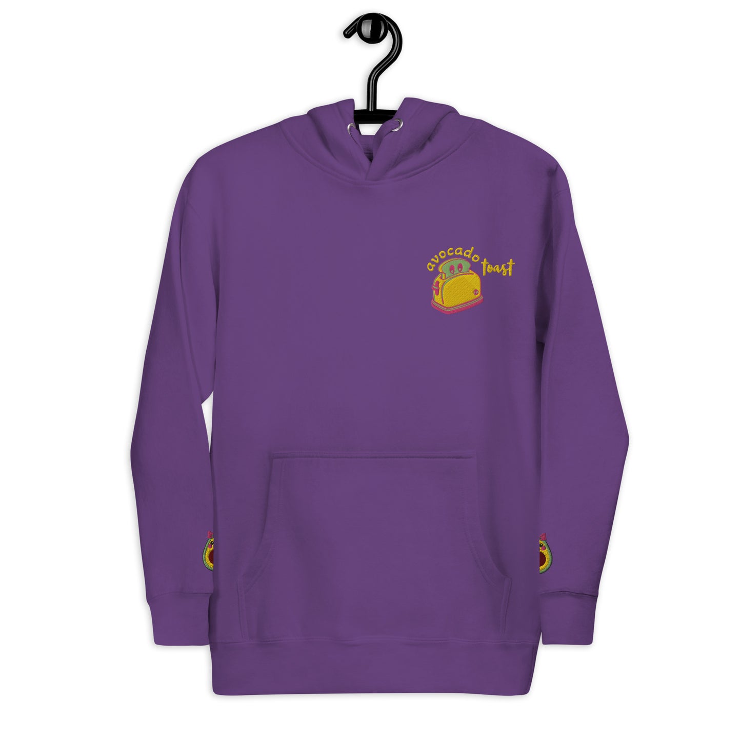 "Avocado Toast" Purple Hoodie with Cuff Embroidery (S-3XL)