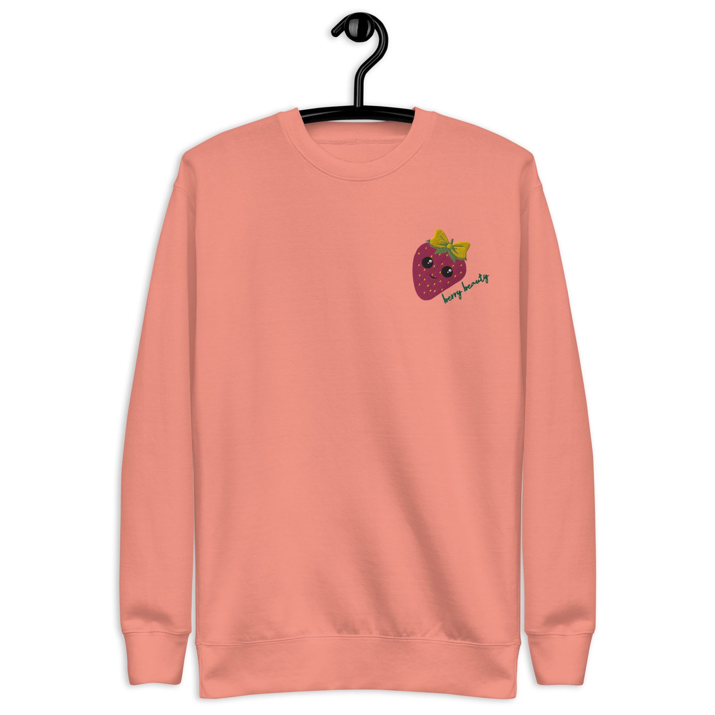 "Berry Beauty" Embroidered Coral Pink Sweatshirt (S-3XL)